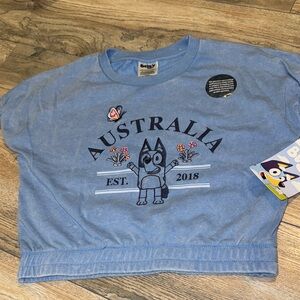 Bluey Kids Blue Graphic Banded Tee Sz 7/8
